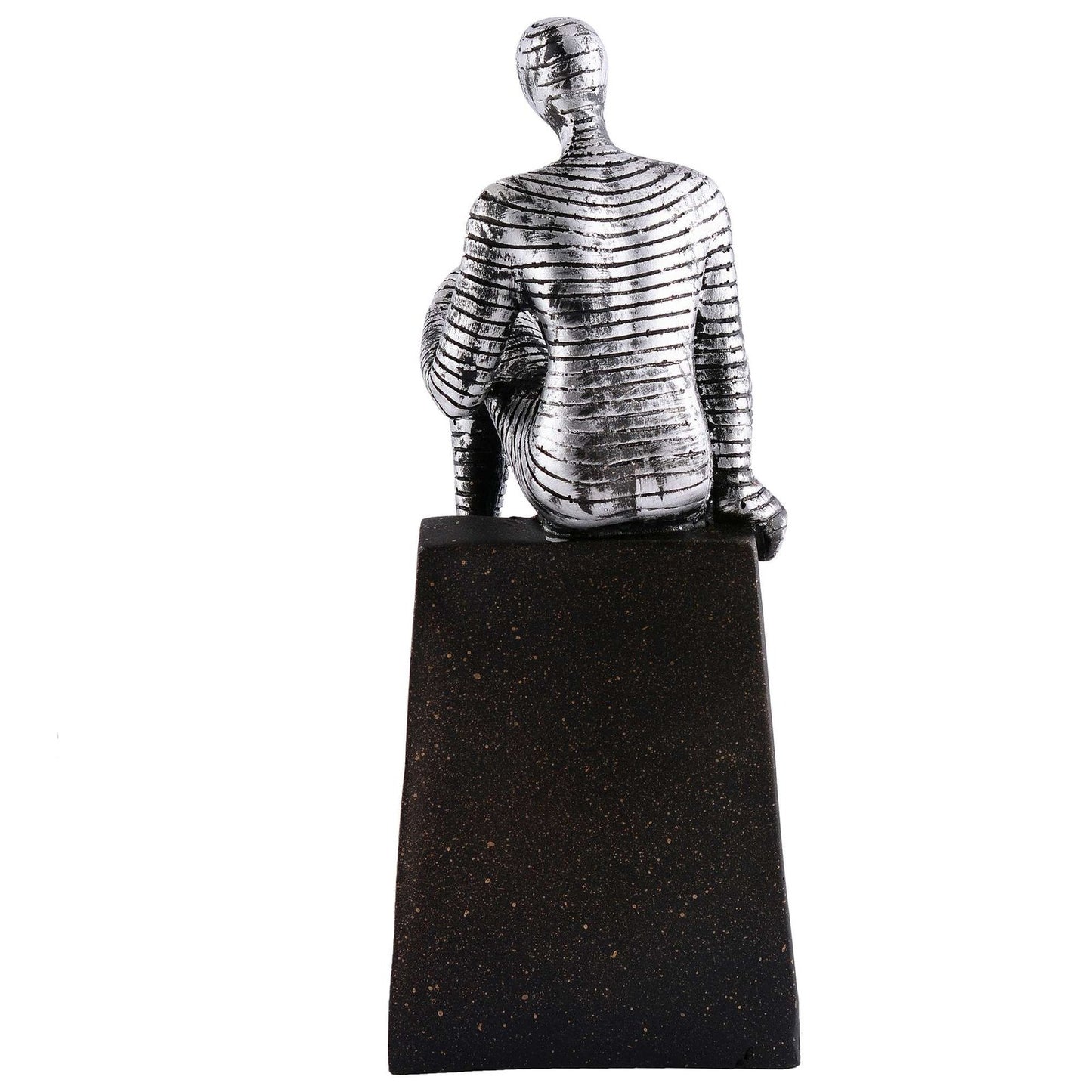 Men Sitting on Ball Showpiece for Home Decor Showpiece, Atlas Sculpture for Office Table Décor multicolour