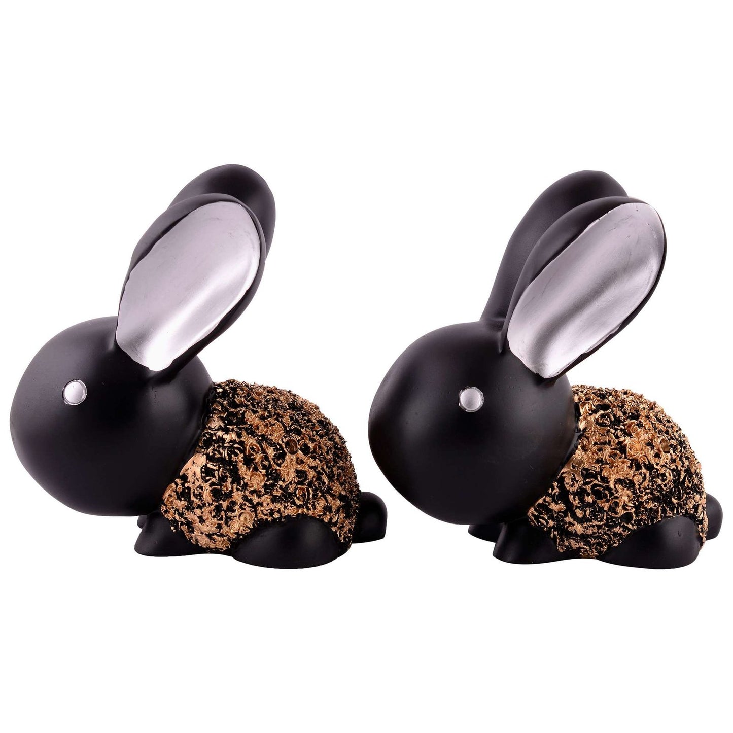 Rabbit Cute Pair Statue for Home Decor Showpiece | Kids Room Decorative Showpiece (Black)