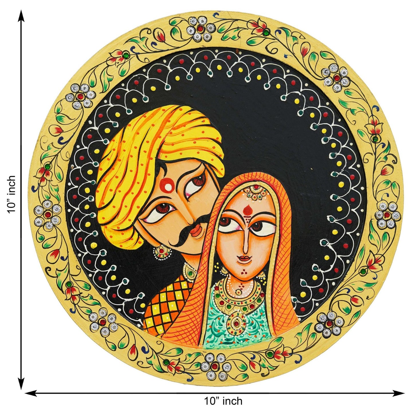 Pichwai Painting on Wall hanging plate beautiful rajasthani man & woman pichwai plate