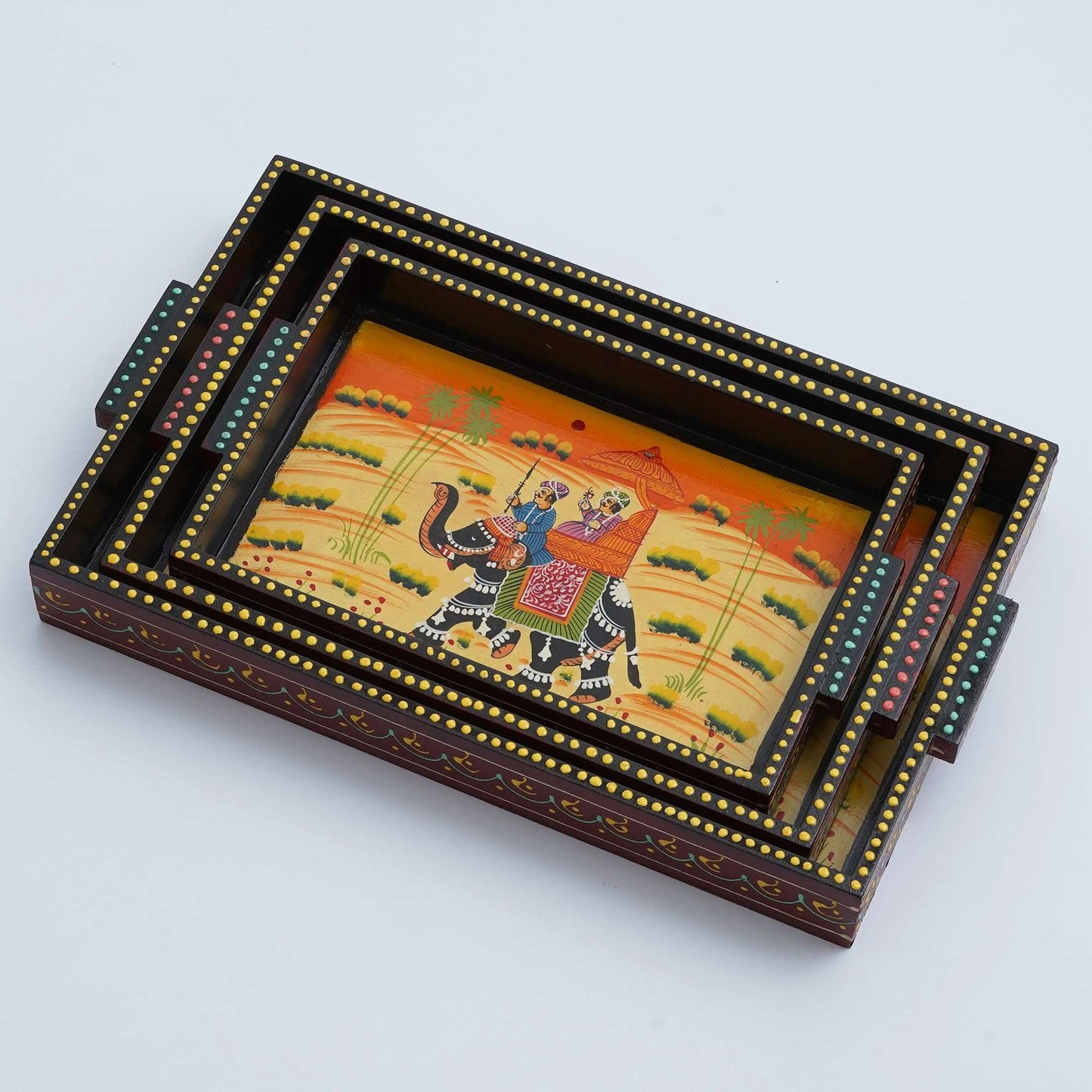 Set of 3 Handcrafted Wooden Trays: Versatile and Elegant Serving Solutions