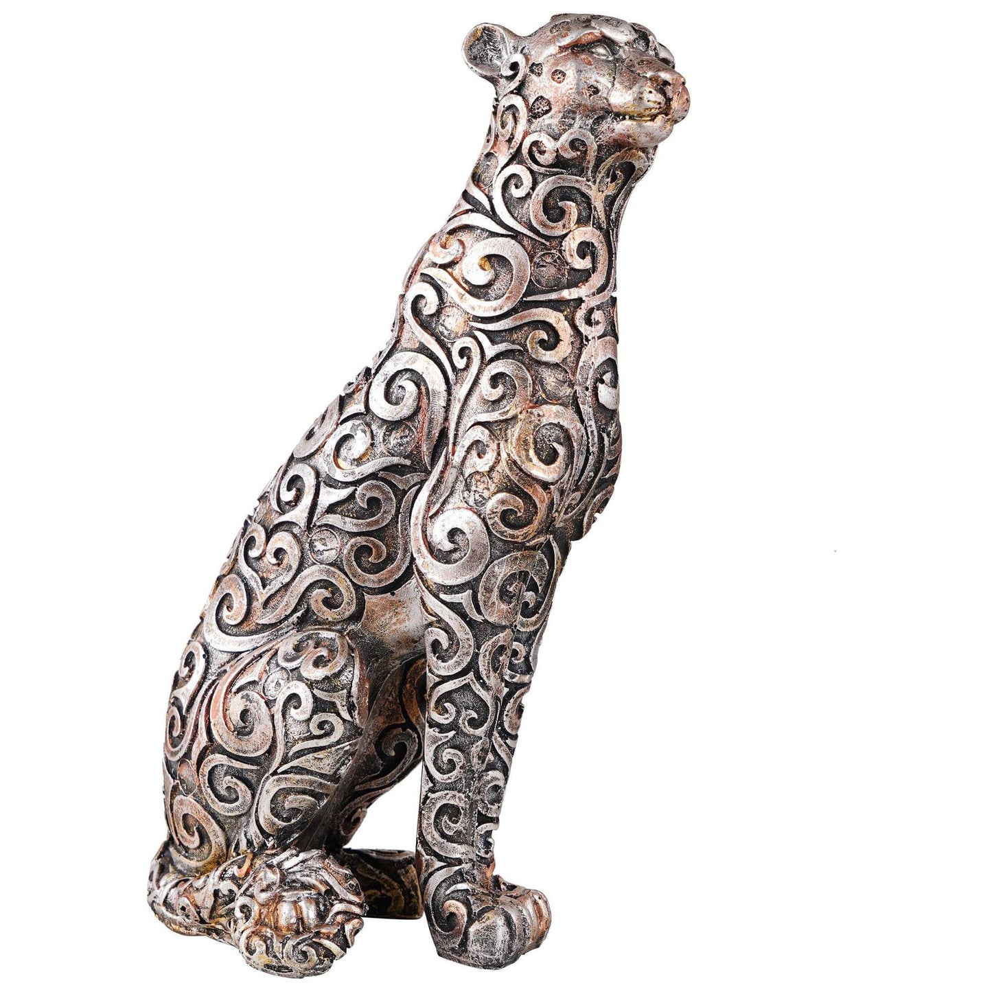 Panther Sitting Position Animal Showpiece Antique Sculpture for Home Decor Showpiece Figurine