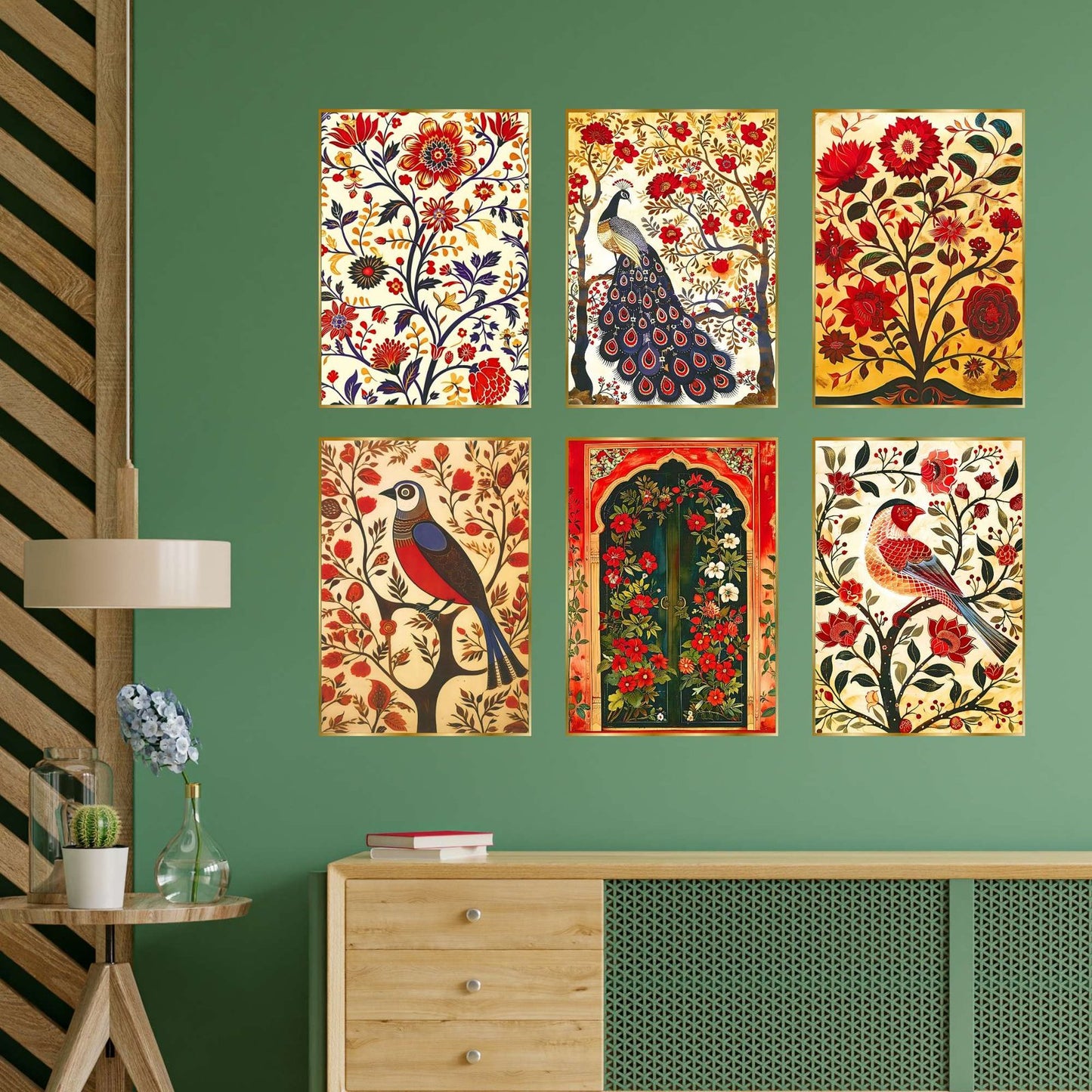 Set of Six Wall Paintings for Wall Dacoration Golden Framed Wall Paintings for Living Room & Bedroom Wall Art for Home Decoration & Office Wall Décor (17×13 inch CH-GD6-9)