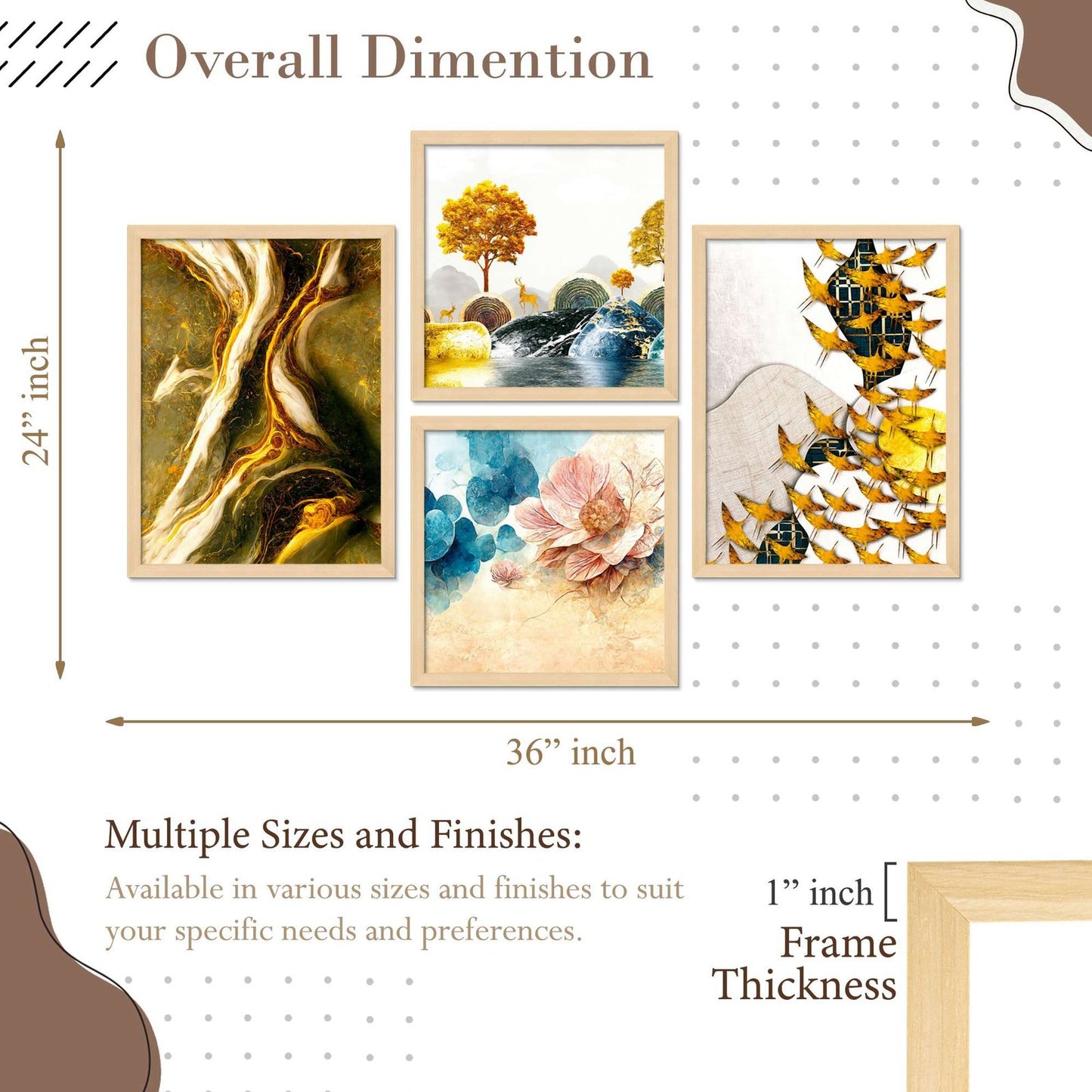 SET OF 4 DIGITAL WALL PAINTING