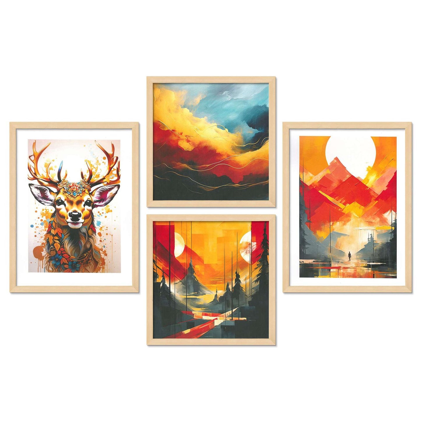 SET OF 4 DIGITAL WALL PAINTING