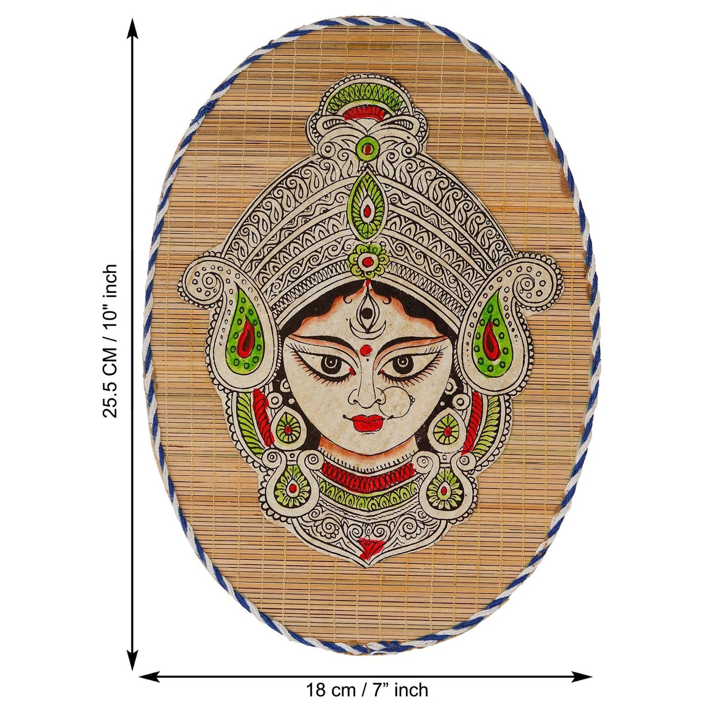 Oval Shaped Design Bamboo Hand Crafted Wall Hangings Of Durga Maa For Home D?cor | Bamboo Art For Wall Decor