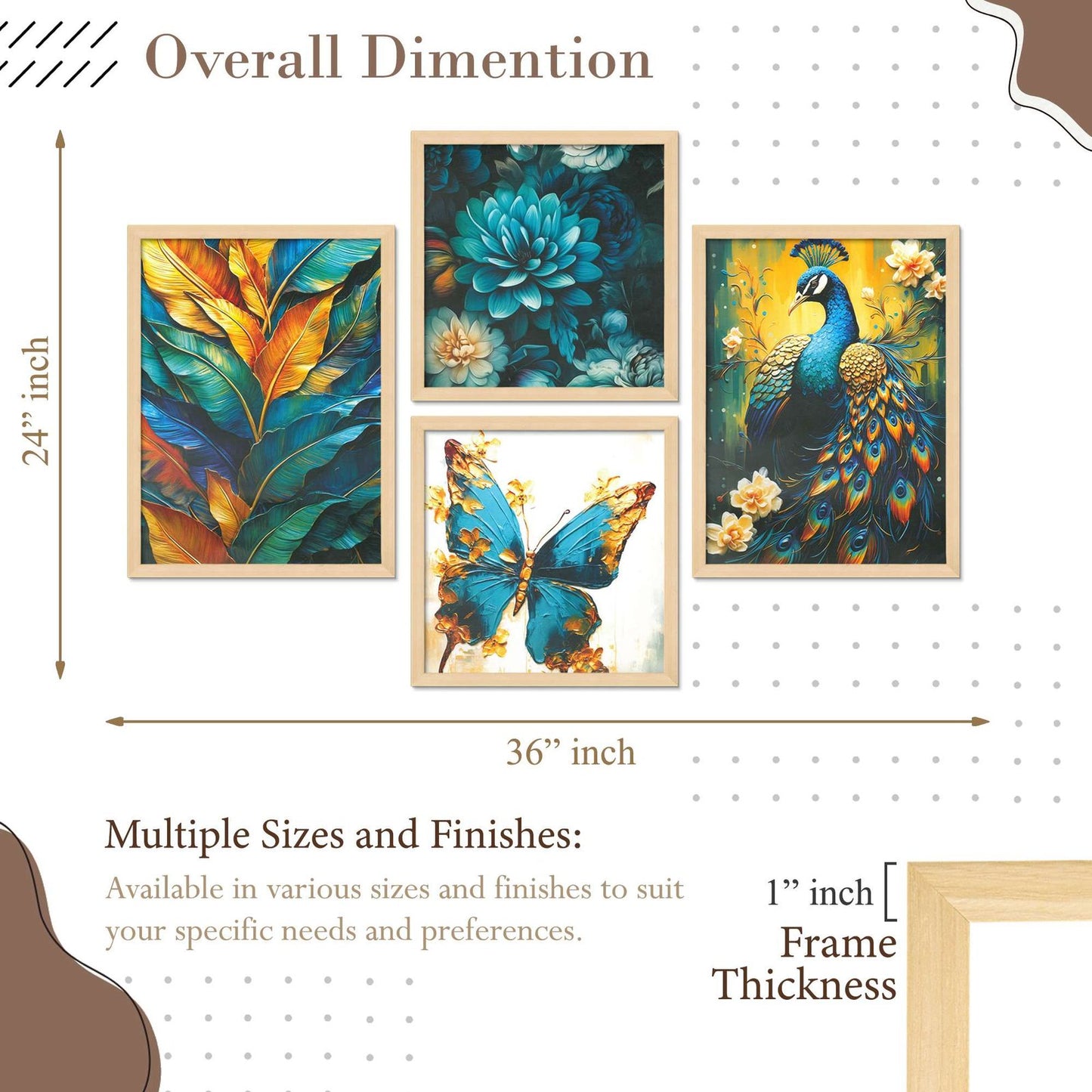 SET OF 4 DIGITAL WALL PAINTING
