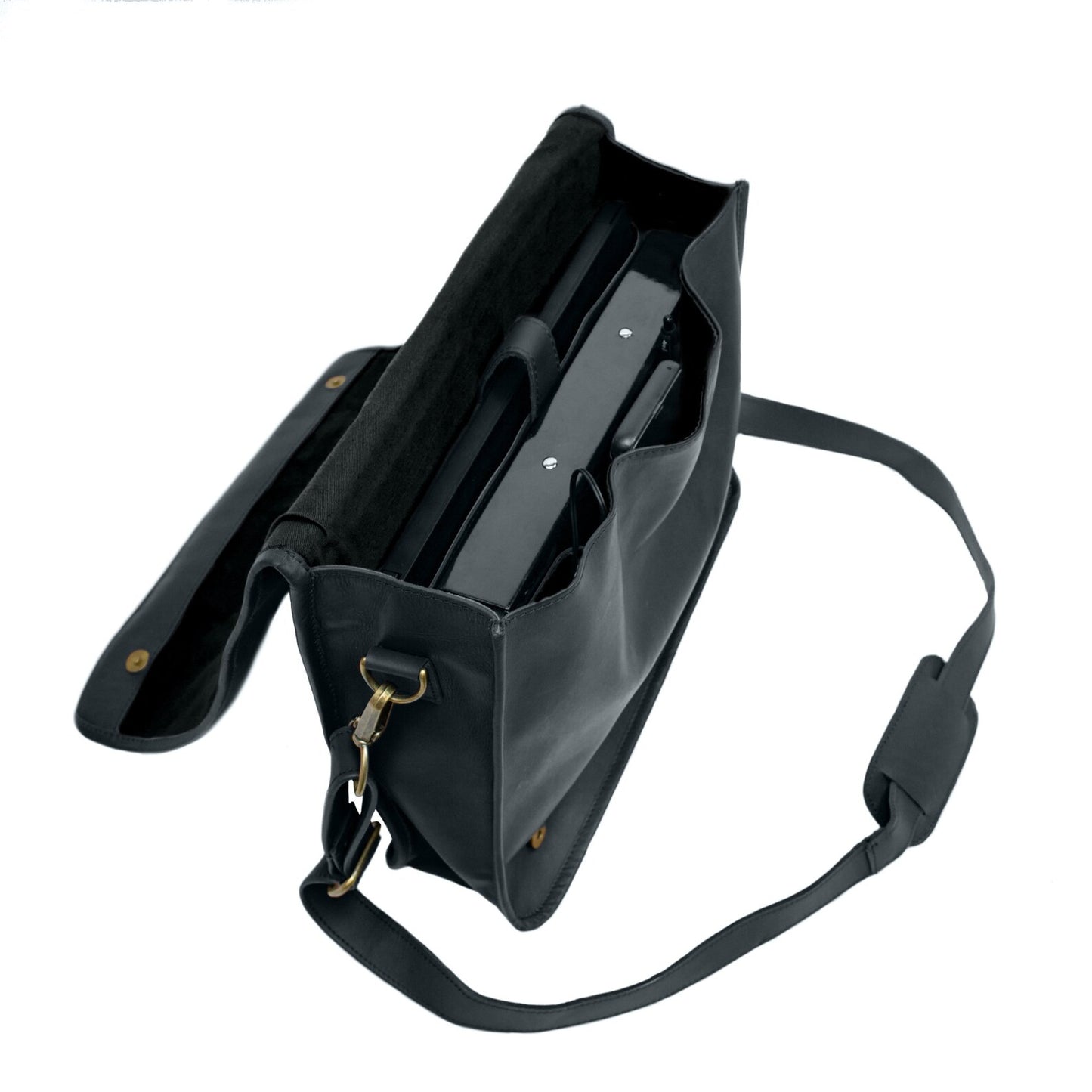 Craftshades – 10*13″Crossbody Handcrafted Small Goat Leather messenger bag – Black | 100% Genuine Leather