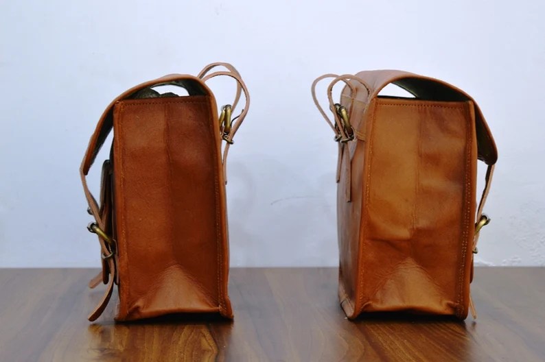 Craftshades Motorcycle Side Panniers Bag, Motorcycle Side Pouch, Brown Leather Side Pouch, Set of 2 Saddlebags, Saddle Panniers, Leather Bike Bag