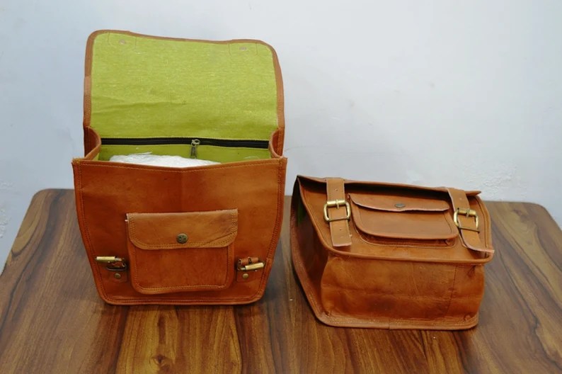 Craftshades Motorcycle Side Panniers Bag, Motorcycle Side Pouch, Brown Leather Side Pouch, Set of 2 Saddlebags, Saddle Panniers, Leather Bike Bag