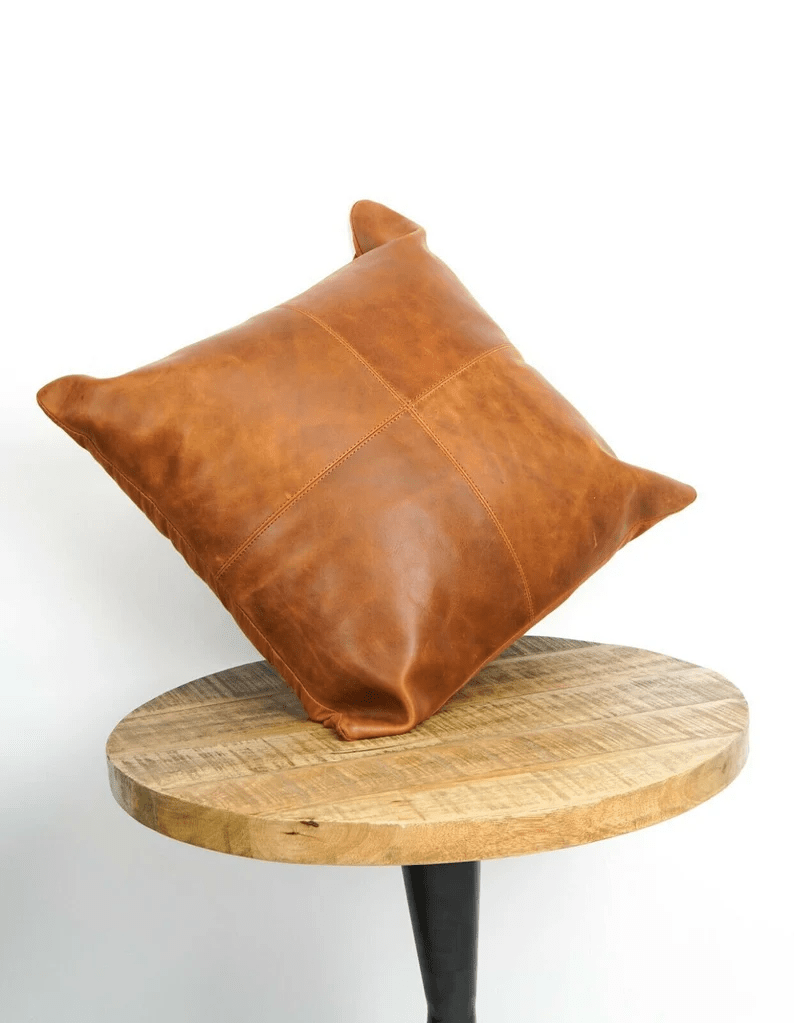 CraftShades Buffalo Leather Cushion Cover – Elevate Your Home Decor