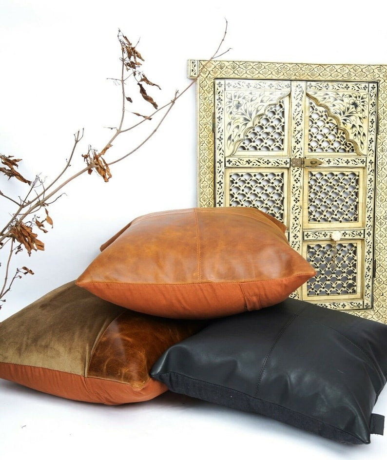 100% buffalo Leather sofa Cushion cover
