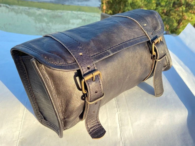 CraftShades Leather Motorcycle Black Side Round bags
