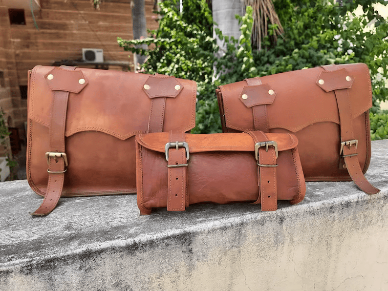 Craftshades Leather Handmade combo Saddle Bag Motorcycle Luggage Pannier bag