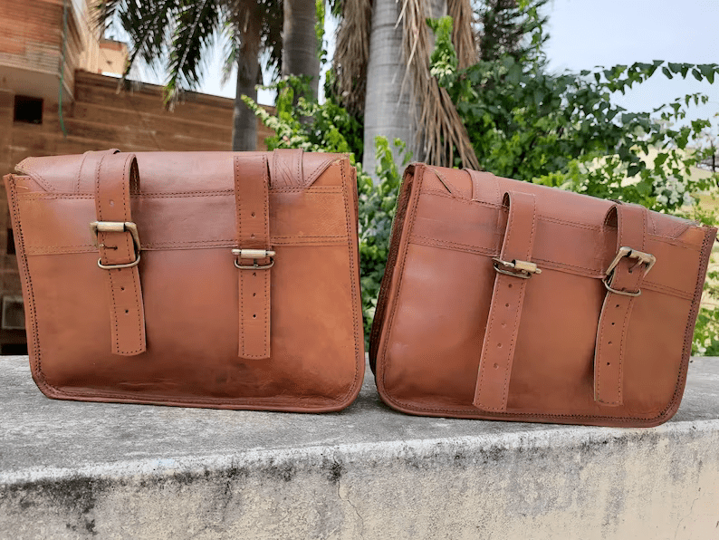 Craftshades Leather Handmade combo Saddle Bag Motorcycle Luggage Pannier bag