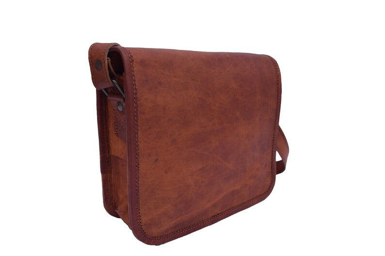 Craftshades – 9*11 inches Full Flap Handcrafted Goat Leather Messenger Bag | 100% Genuine Leather