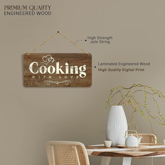 Kotart MDF Coocking With Love Wall Hanging Home Decor for Kitchen