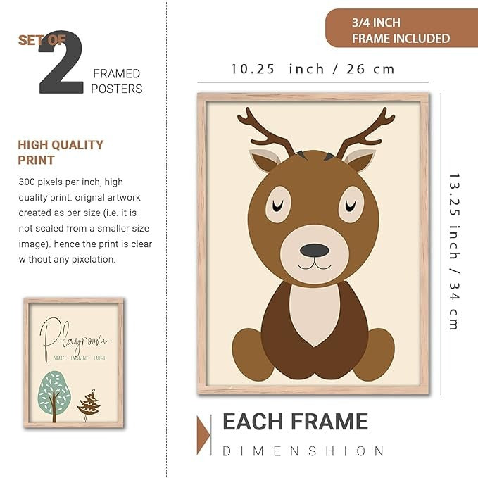 Kotart Alphabets Educational Framed Wall Posters for Kids Room Wall Decor Set of 4