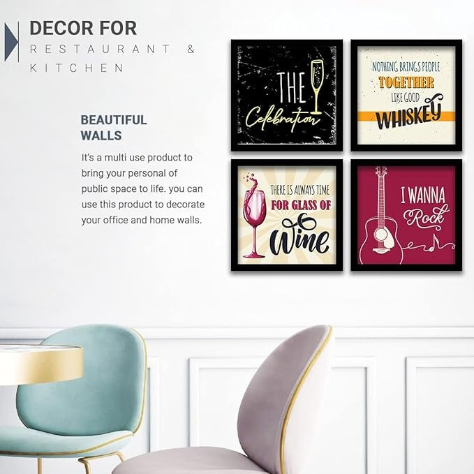 Kotart The Celebration Framed Wall Posters for Bar Kitchen Restaurant Set of 4