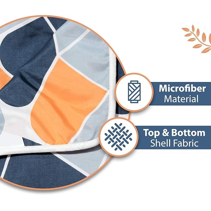 Divine Casa 120 GSM Microfiber Single Dohar Soft & Lightweight Throw Blanket Geometric Pattern Colour Blue-Grey & Orange