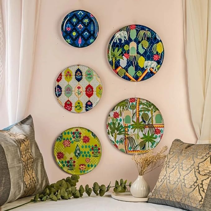 Ritualistic Jaipur Wall Sculpture for Home Decoration Wall Decor Set of 5 Plates