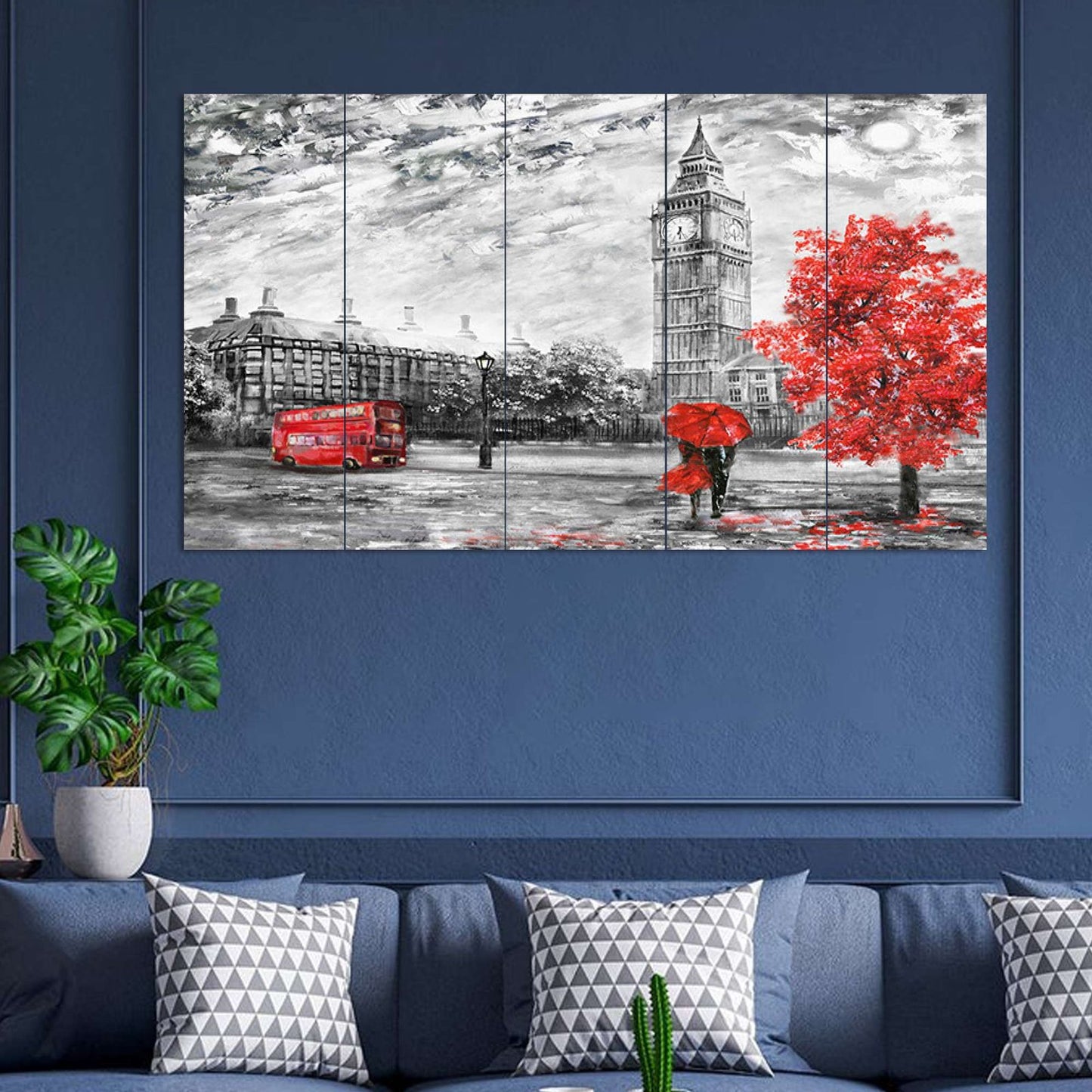 Set Of 5 Wooden Framed Wall Paintings