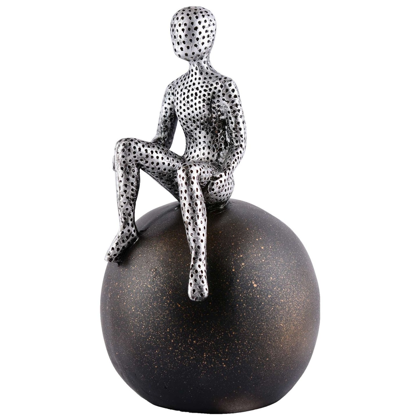 Men Sitting on Ball Showpiece for Home Decor Showpiece, Atlas Sculpture for Office Table Décor multicolour