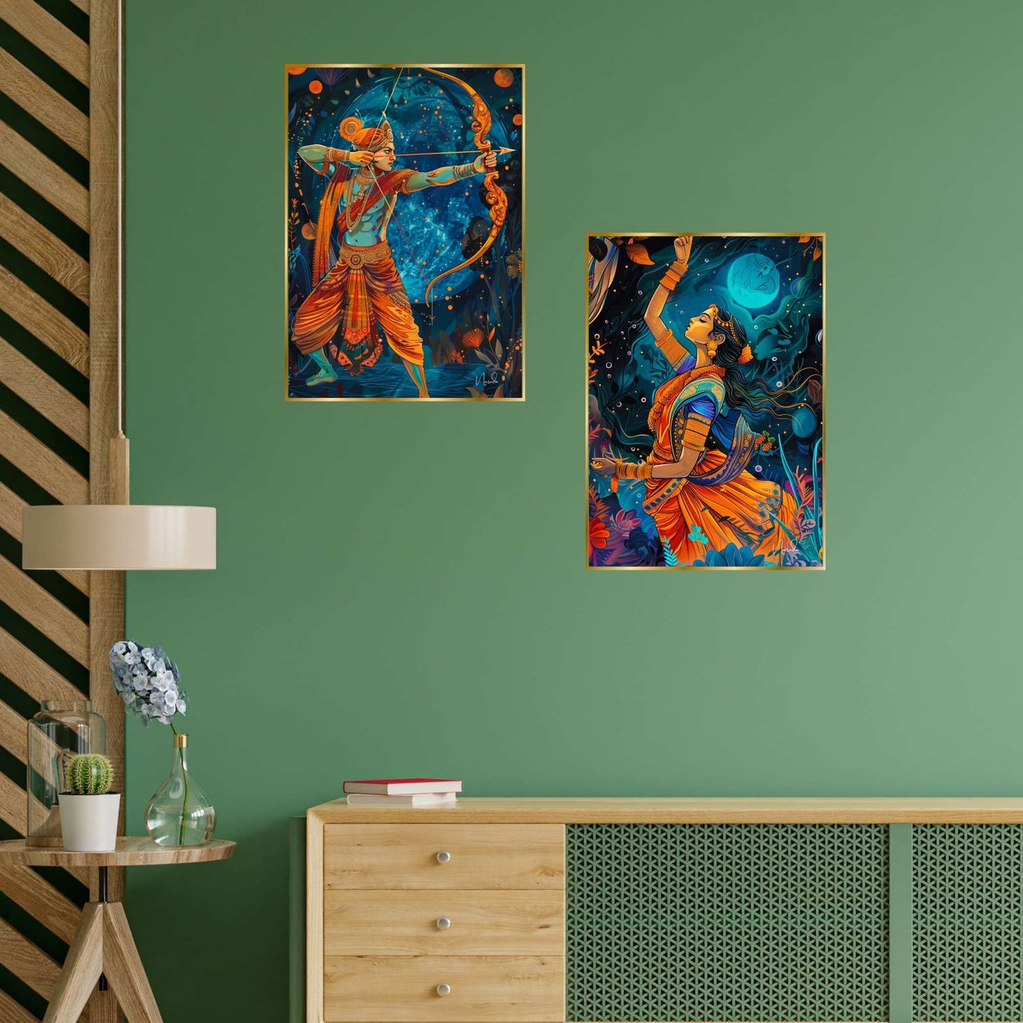 Set of Two Wall Paintings for Wall Dacoration Golden Framed Wall Paintings for Living Room & Bedroom Wall Art for Home Decoration & Office Wall Décor (14×11 inch CH-GD2-4)