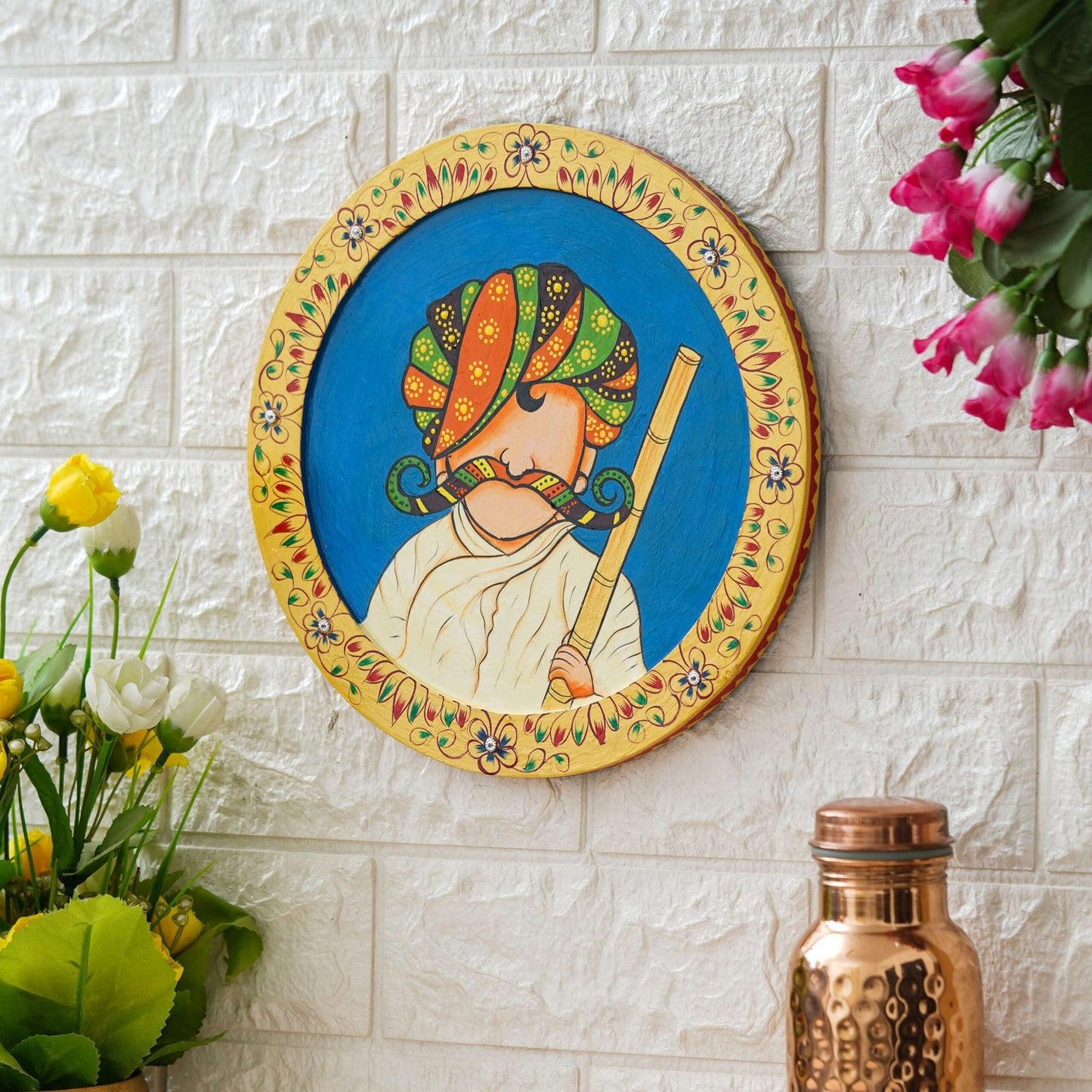 Rajasthani Pichwai Hand-Painted Pichhwai Plate For Home Décor