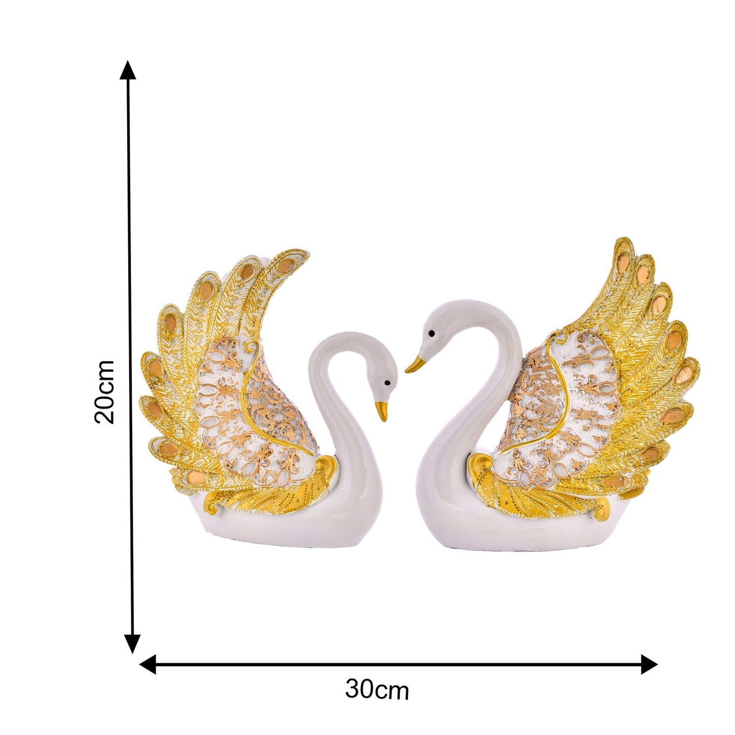 Swan Pair Feather Design Sculpture