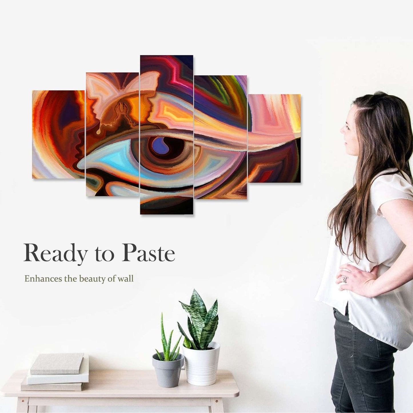 Modern Art Set of Five 3D Framed Paintings for Wall Decoration – Ideal for Home, Living Room, and Bedroom (125 x 60 CM)