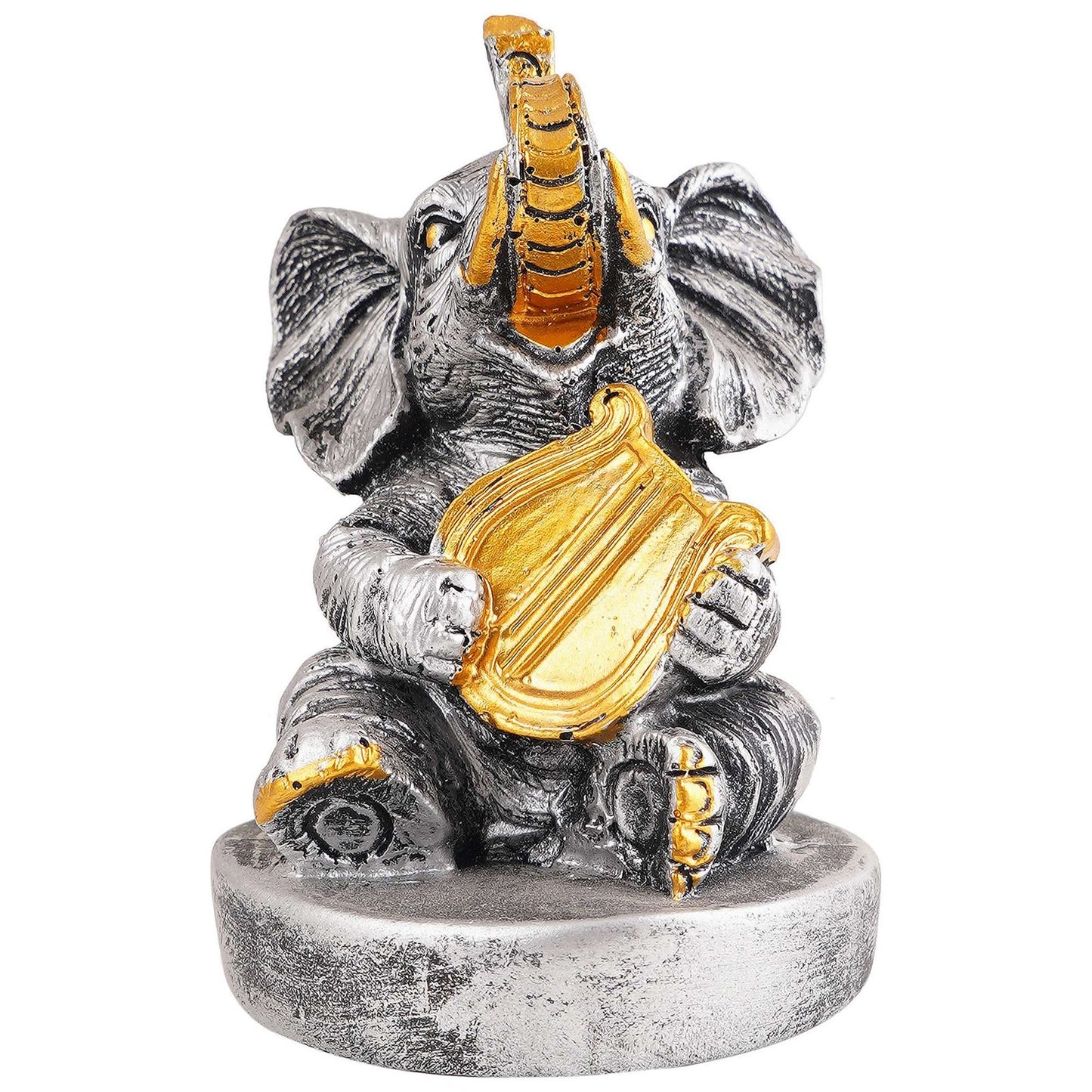 Resin Elephant Playing Musical Instrument Showpiece For Home Dcor Living Room Bedroom Table Top