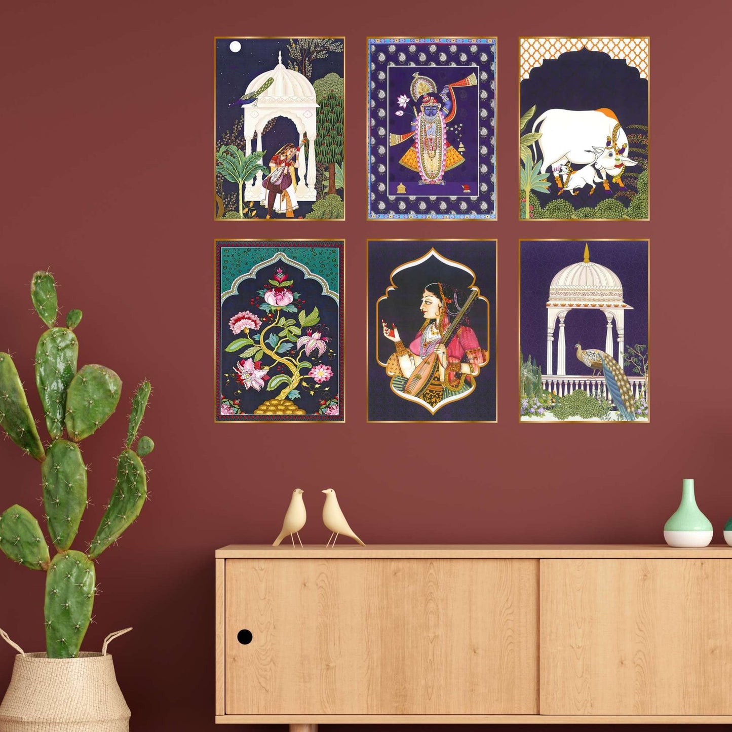 Set of Six Wall Paintings for Wall Dacoration Golden Framed Wall Paintings for Living Room & Bedroom Wall Art for Home Decoration & Office Wall Décor (17×13 inch CH-GD6-3)