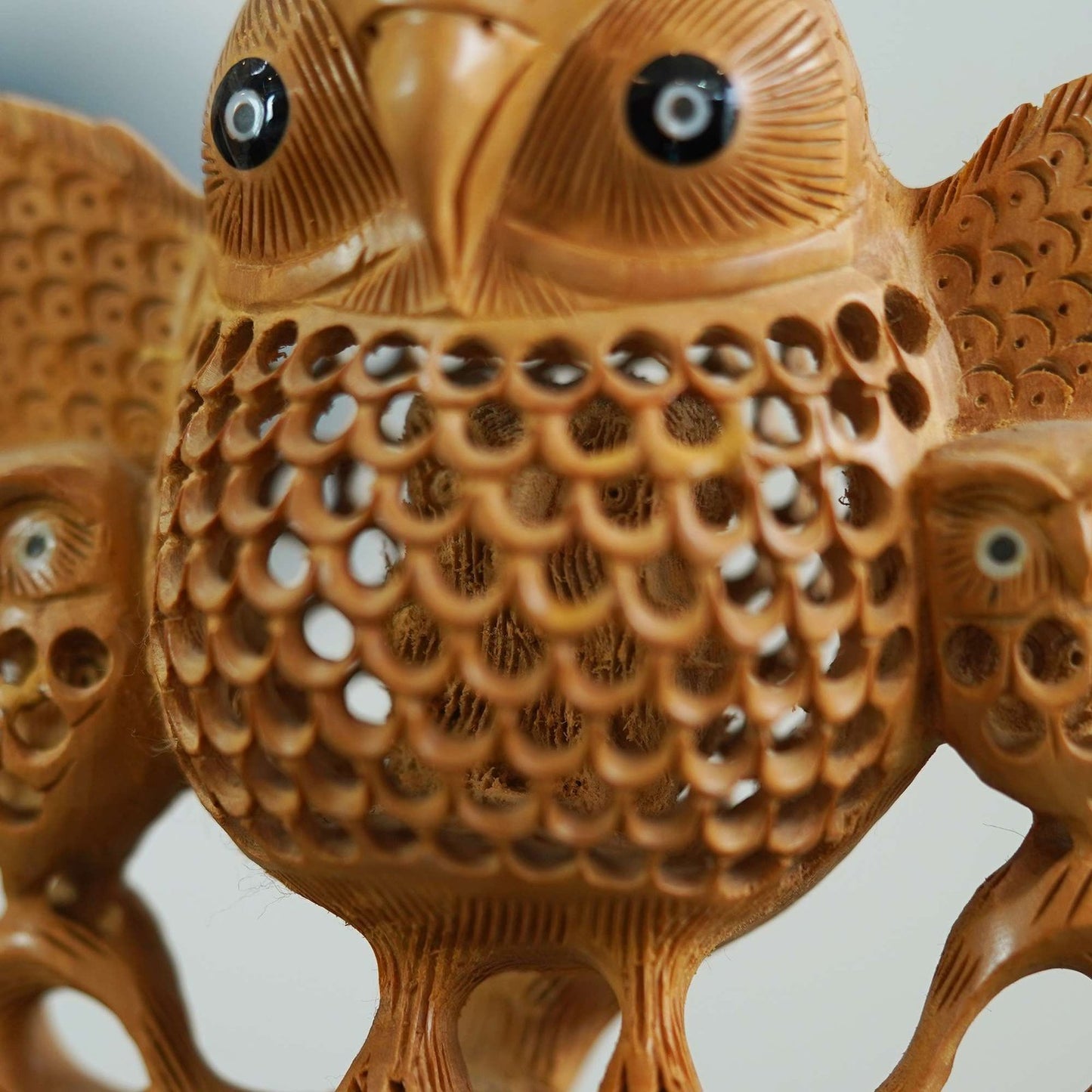 Handcrafted Wooden Owl Stand: Whimsical and Functional Decor Piece