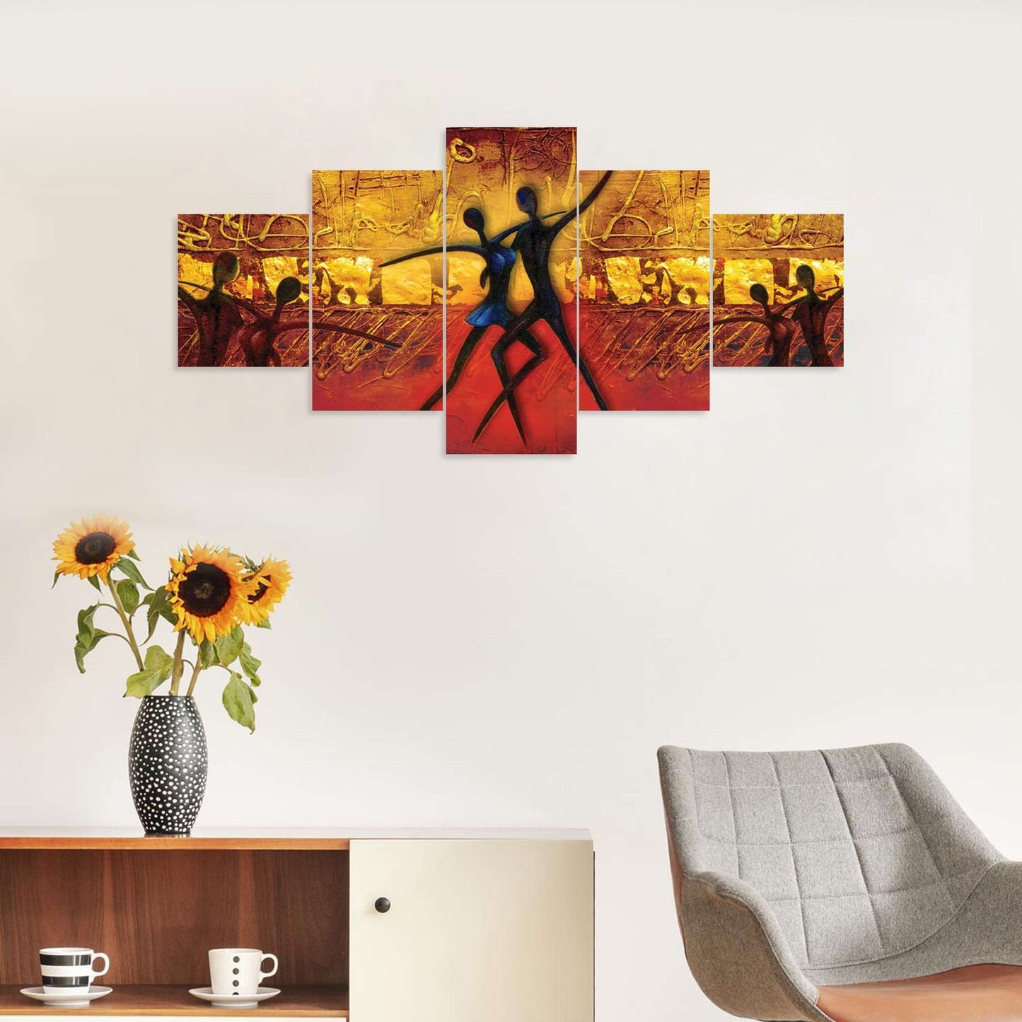 Modren Art Set of Five 3D Framed Paintings for Wall Decoration – Ideal for Home, Living Room, and Bedroom (75 x 43 CM)