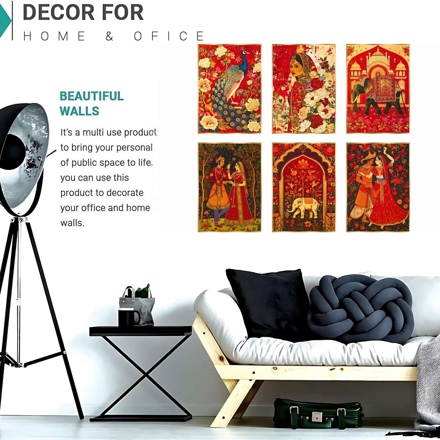 Set of Six Wall Paintings for Wall Dacoration Golden Framed Wall Paintings for Living Room & Bedroom Wall Art for Home Decoration & Office Wall Décor (17×13 inch CH-GD6-11)