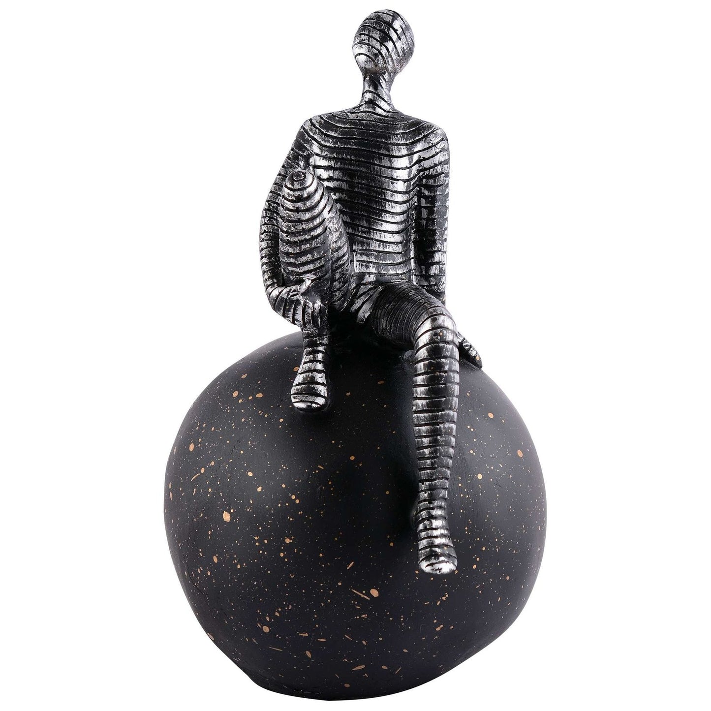Men Sitting on Ball Showpiece for Home Decor Showpiece, Atlas Sculpture for Office Table Décor multicolour