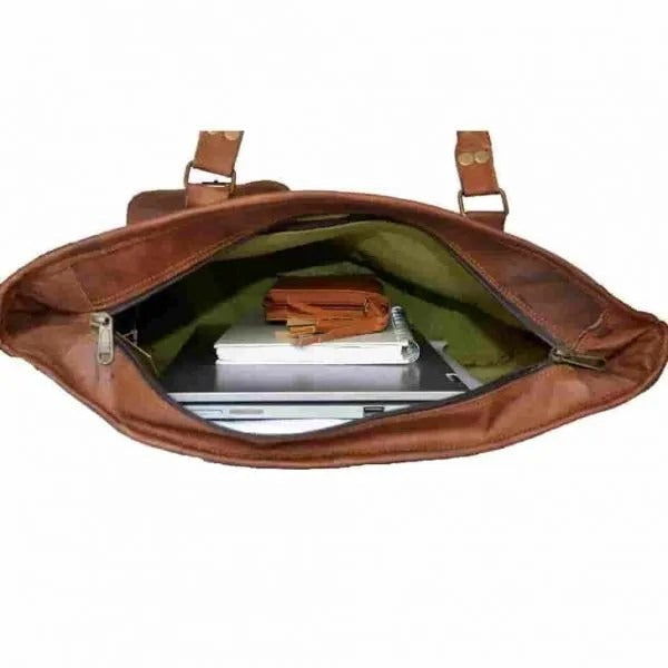 Craftshades – 13 inch Handcrafted Leather Women’s with pocket Tote Bag | 100% Genuine Leather