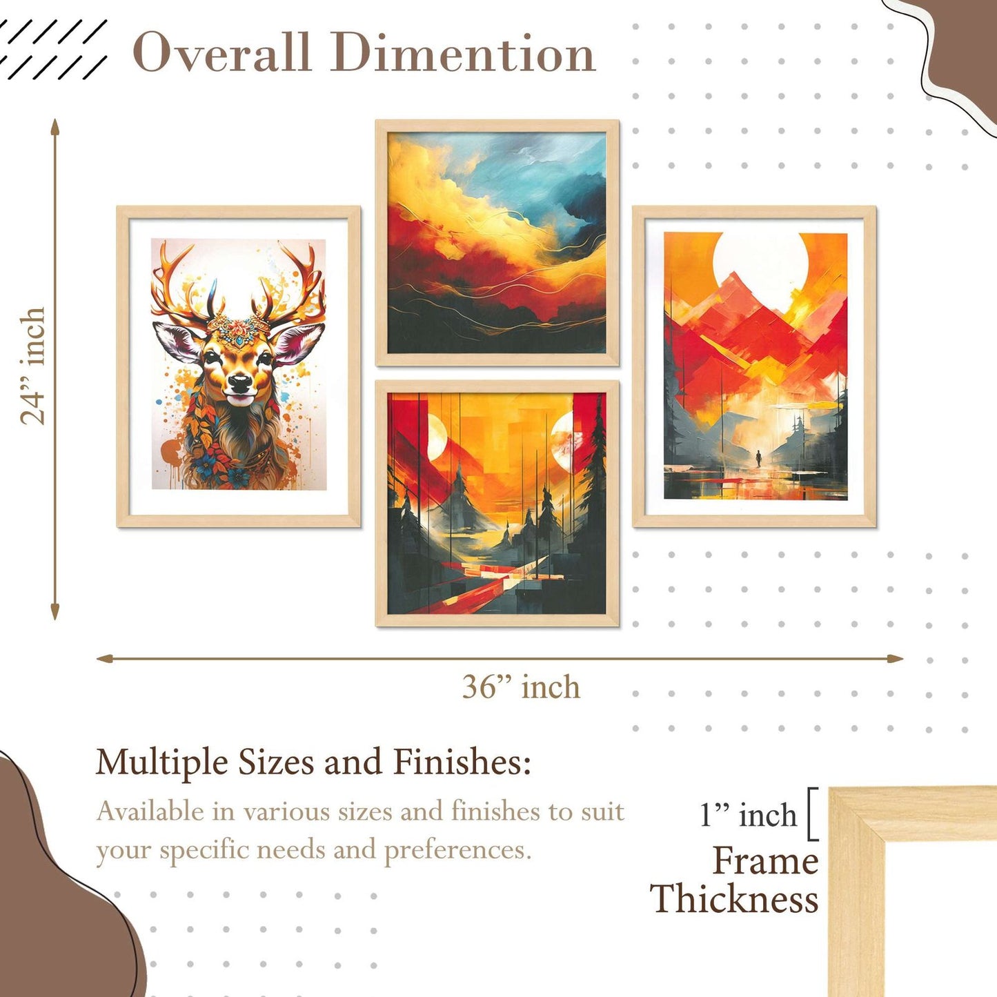 SET OF 4 DIGITAL WALL PAINTING