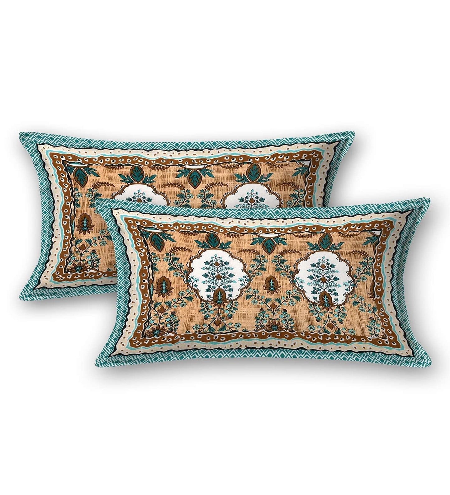 100% Pure Cotton Traditional Printed Bedsheet for Double Bed King Size Bedsheet with 2 Pillow Covers