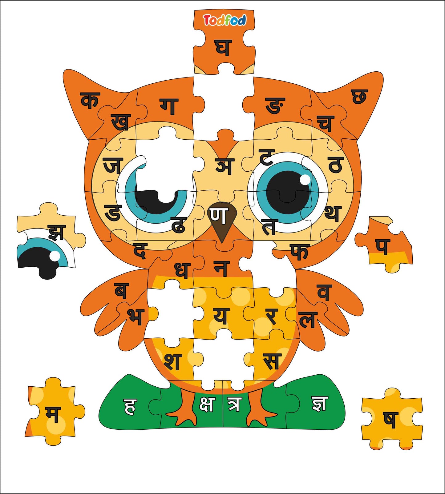Wooden Jigsaw Puzzle – Owl Shaped Hindi Consonants