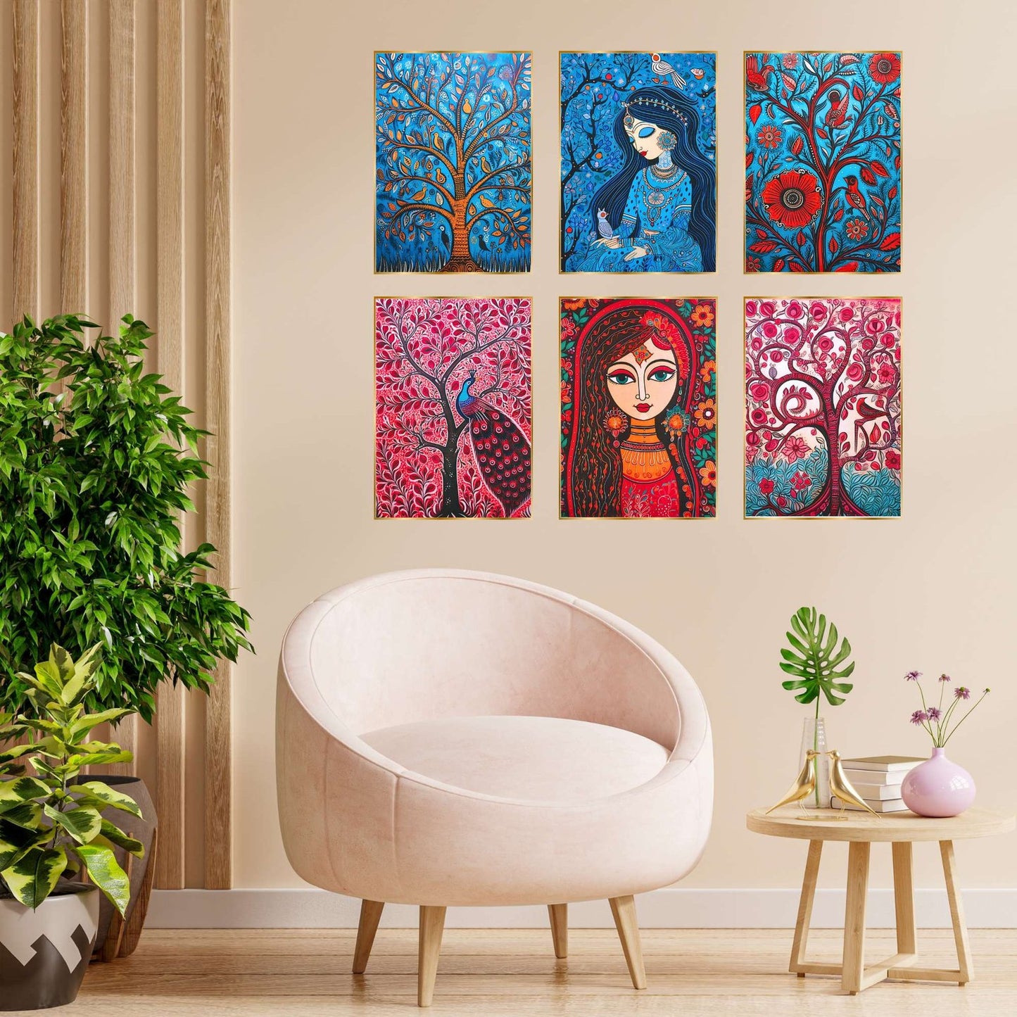 Set of Six Wall Paintings for Wall Dacoration Golden Framed Wall Paintings for Living Room & Bedroom Wall Art for Home Decoration & Office Wall Décor (17×13 inch CH-GD6-1)