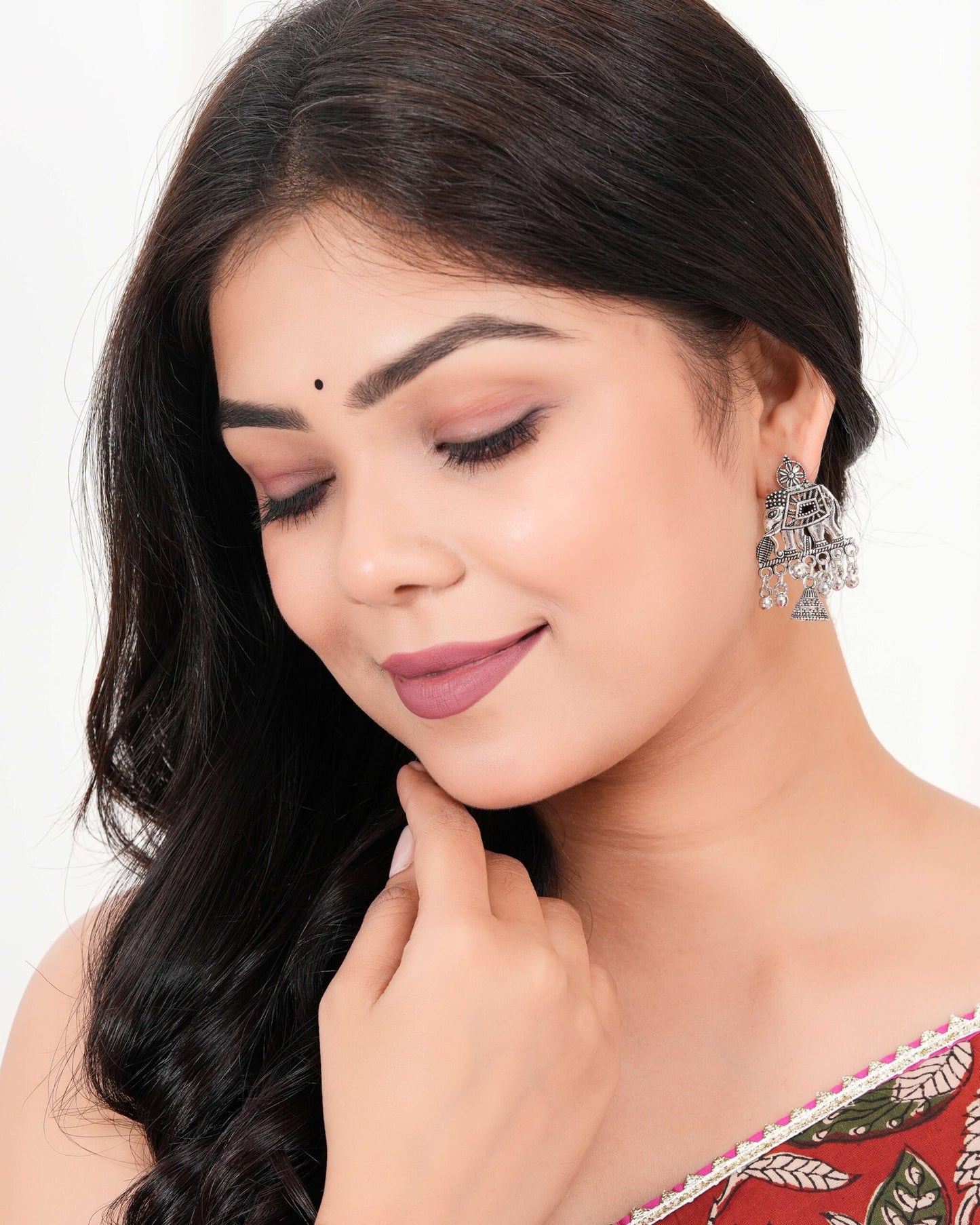 Women’s Indian Traditional AZ838-OXidised Silver Earrings For Women | Elephent Design Jumki Wedding Wear