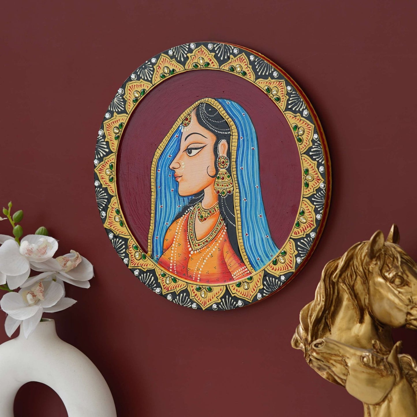 Rajasthani Pichwai Hand-Painted Pichhwai Plate For Home Décor