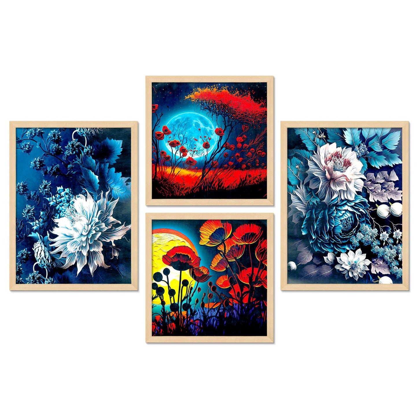 SET OF 4 DIGITAL WALL PAINTING