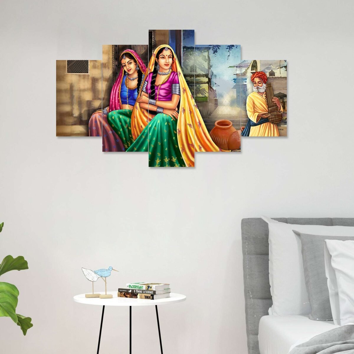Rajsthani Set of Five 3D Framed Paintings for Wall Decoration – Ideal for Home, Living Room, and Bedroom (75 x 43 CM)