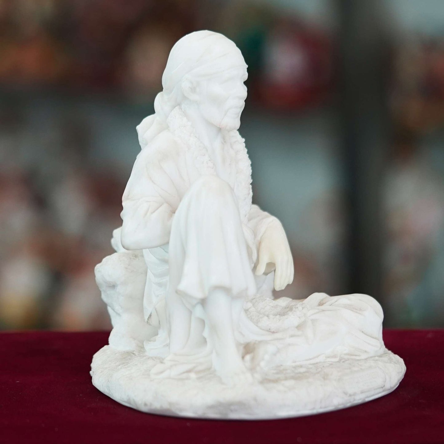 Marble Handmade Sai Baba Idol For Home Décor Handcrafted Showpiece For Table Décor(8 INCHES HEIGHT)