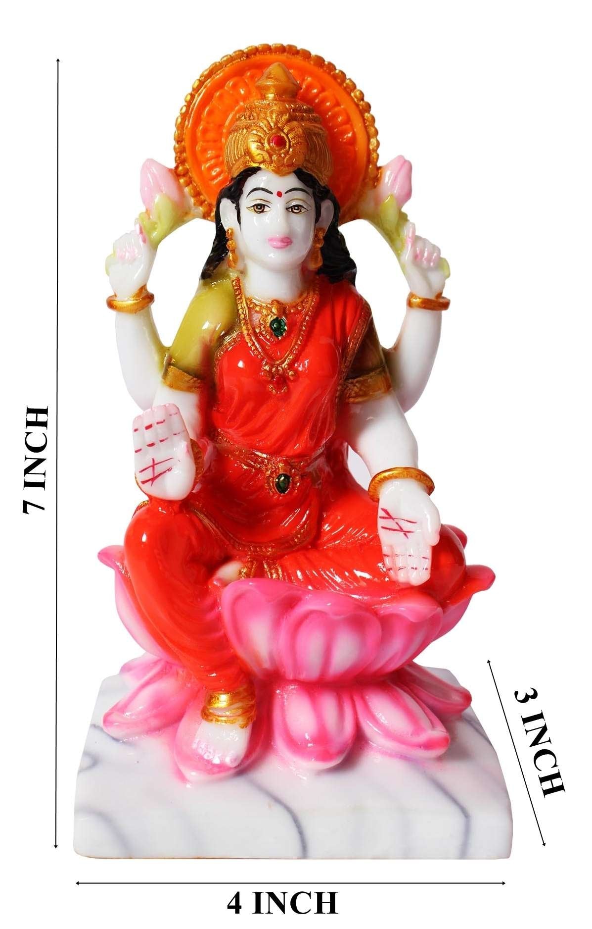 Hindu Deities Lakshmi and Ganesha Marble Statue (7 Inch)
