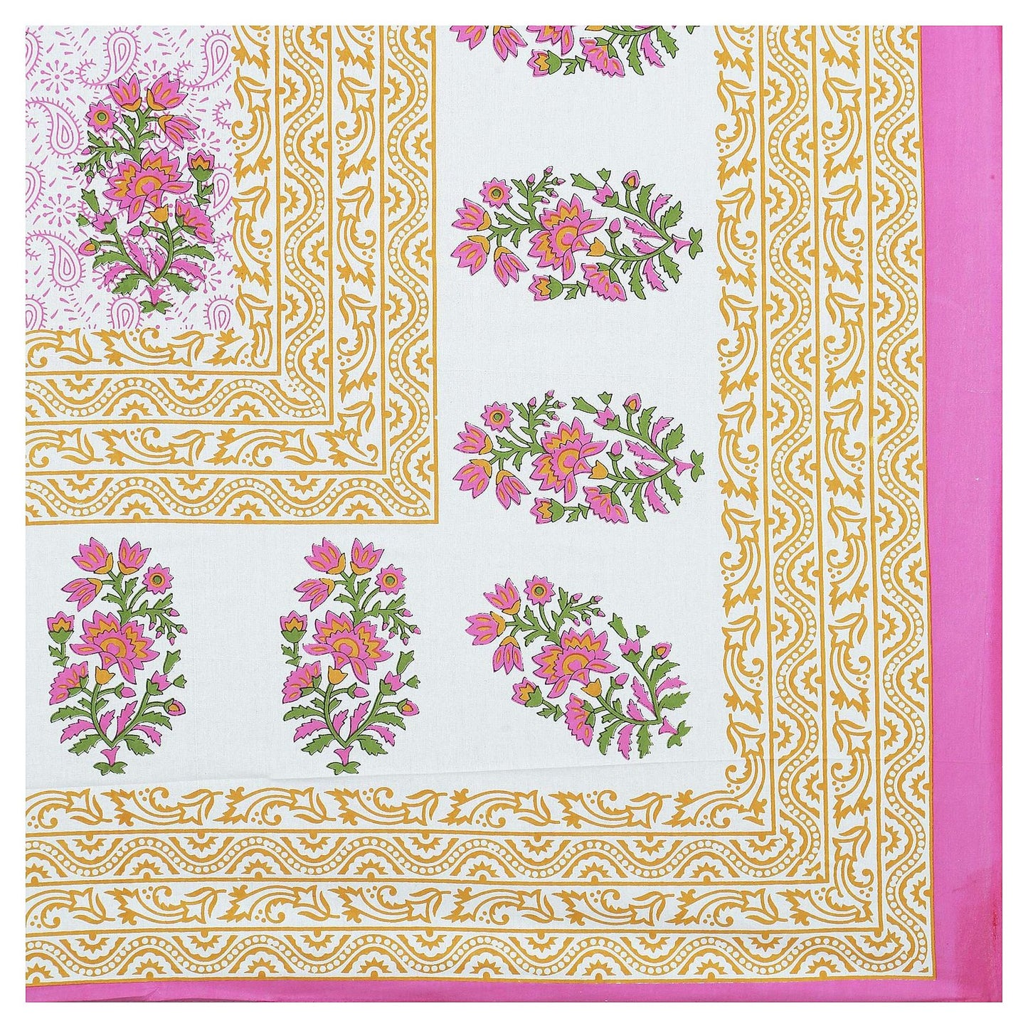 100% Pure Cotton Traditional Printed Bedsheet for Double Bed King Size Bedsheet with 2 Pillow Covers