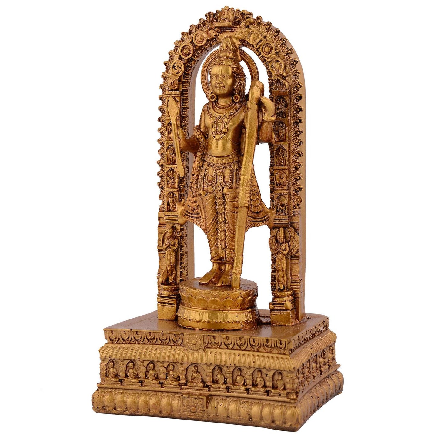 Resin Ram Mandir Ayodhya Model Authentic Design Ideal for Home Temple, Home Decor & Gifts (Golden)