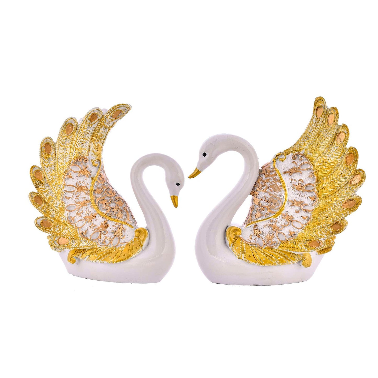 Swan Pair Feather Design Sculpture